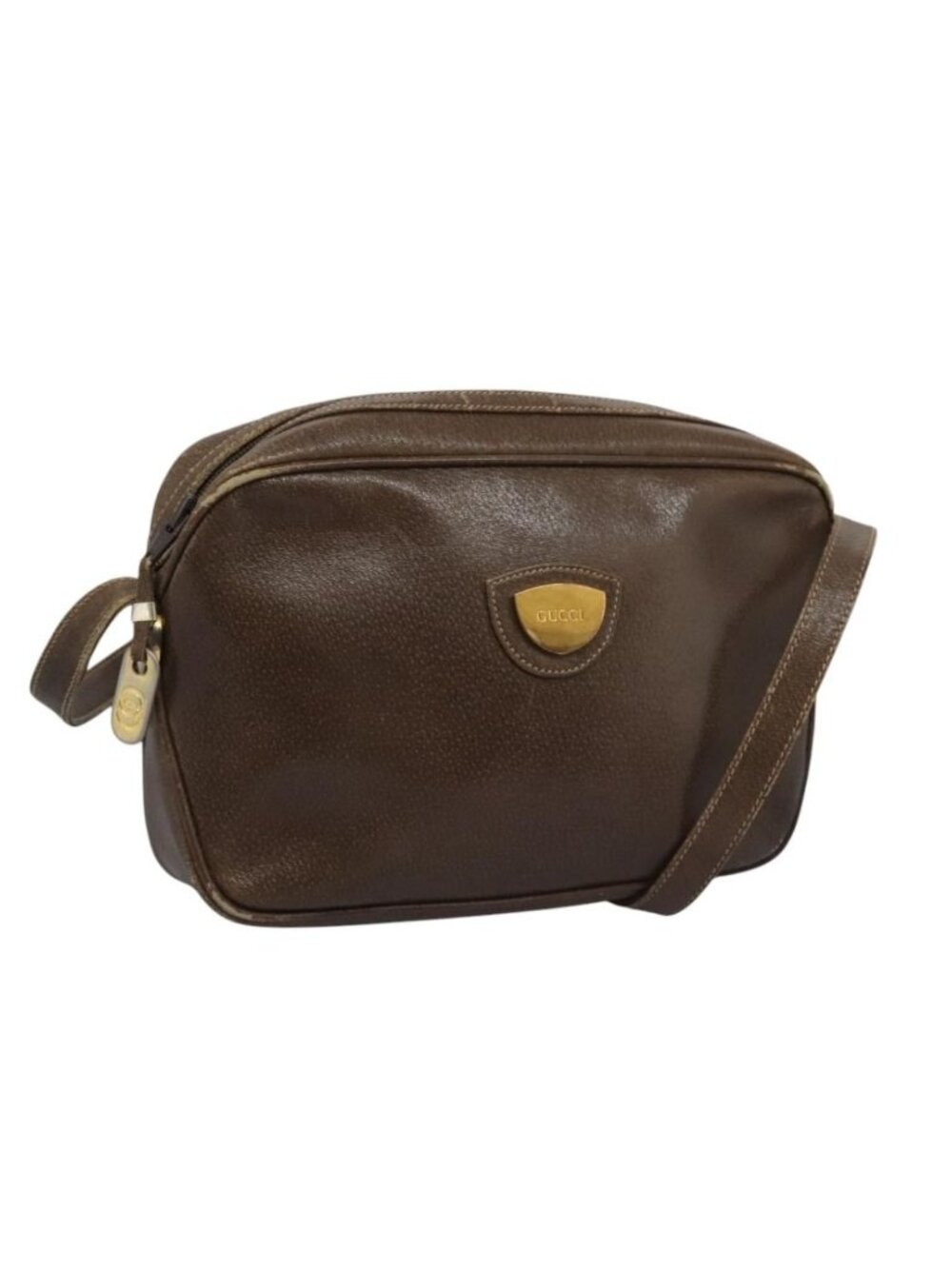 GUCCI Shoulder Bag Leather Brown Gold 001 261 1015